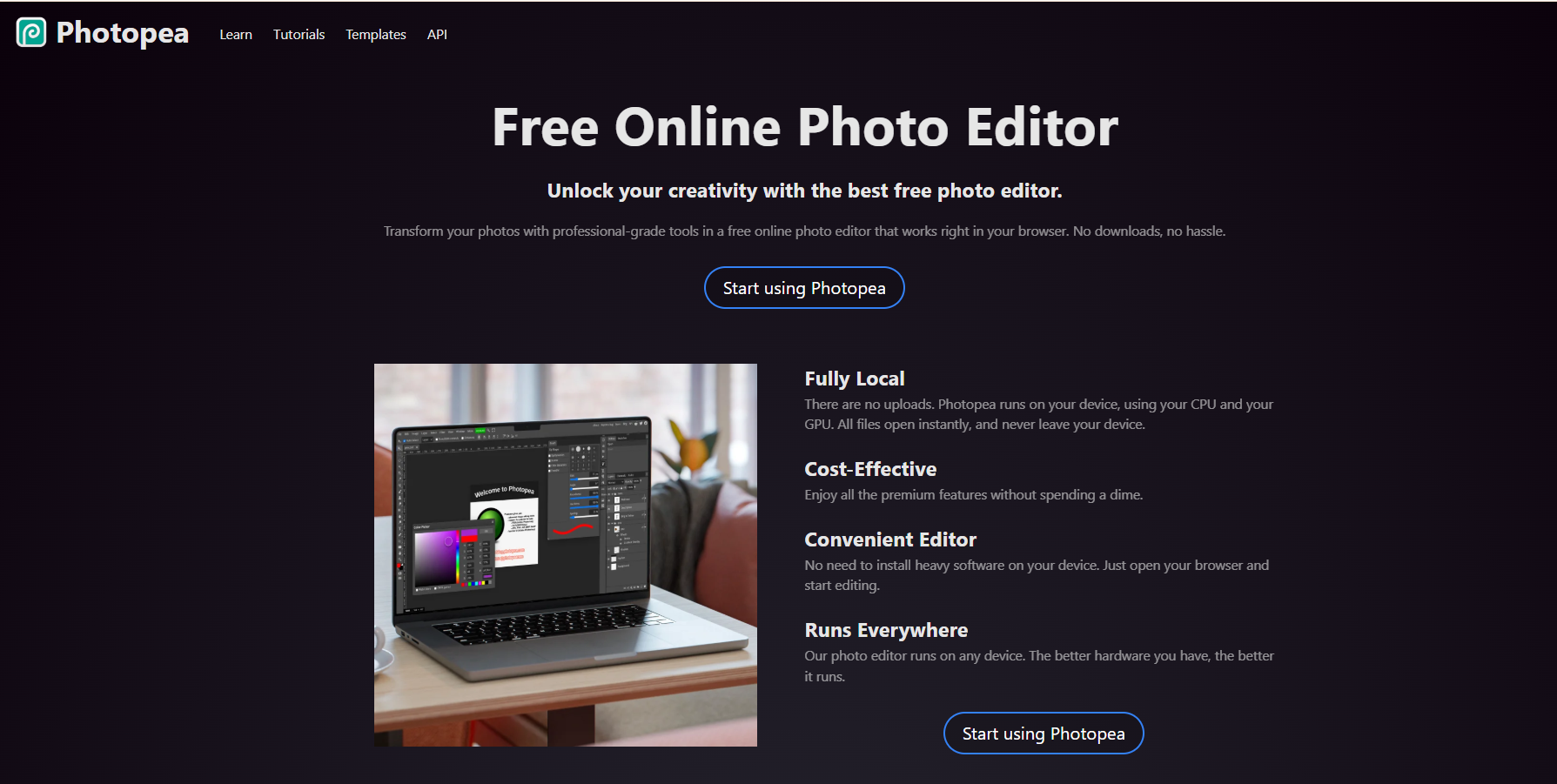 Photopea 메인화면