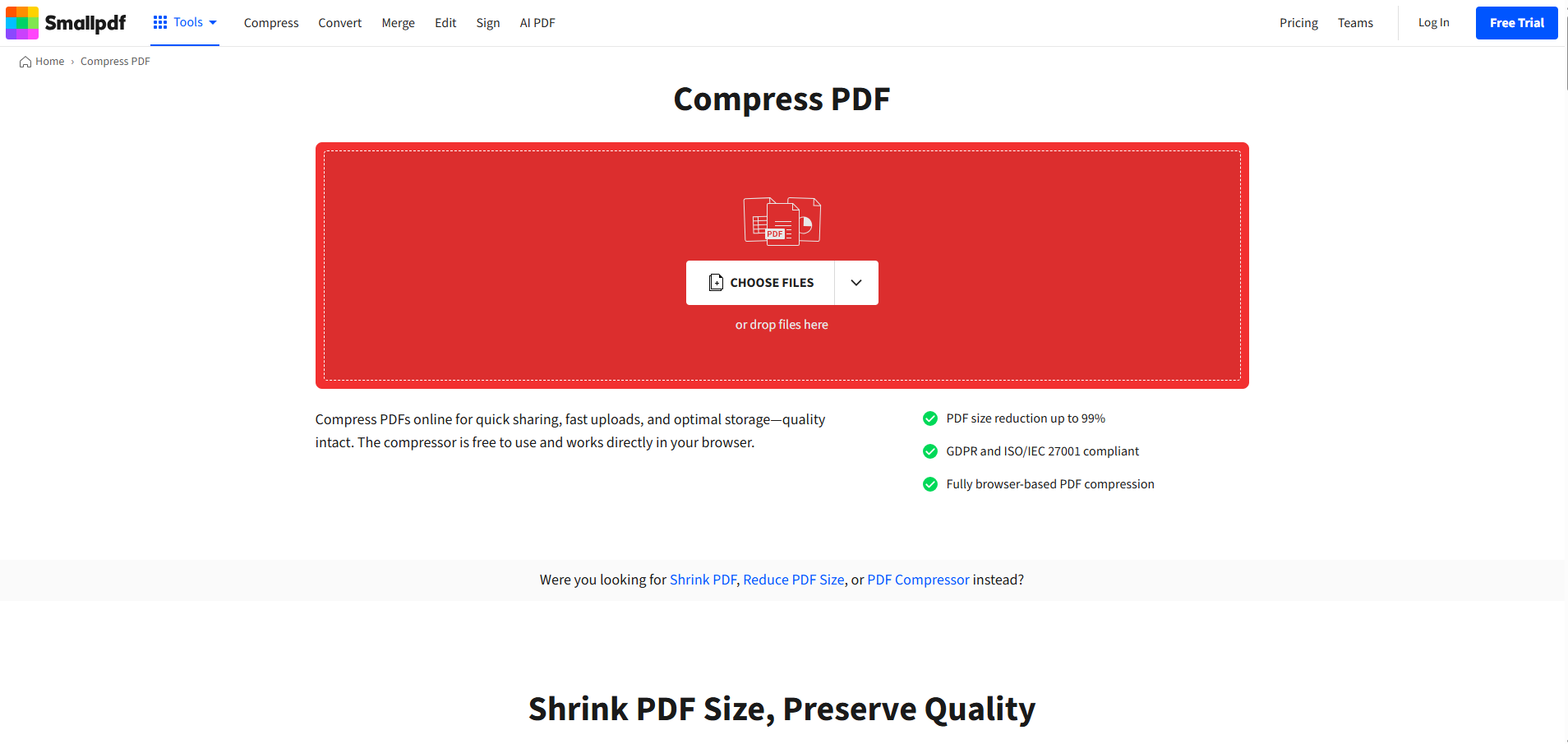 Smallpdf 메인화면