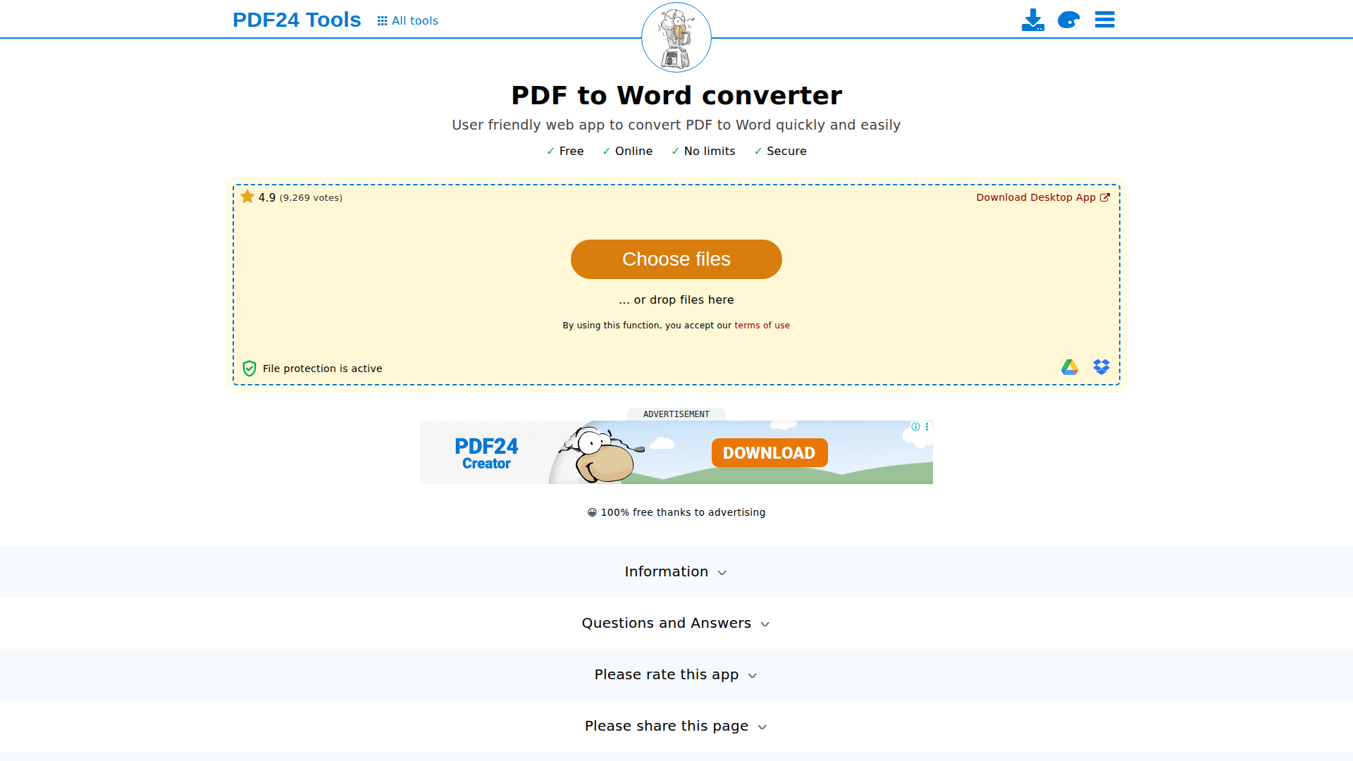 tools.pdf24.org 메인화면
